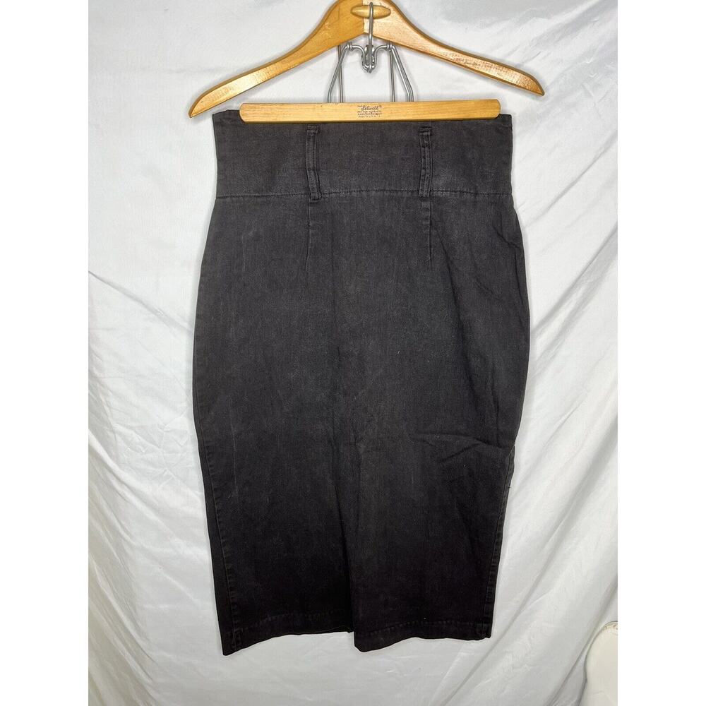 A Byer California Wiggle Skirt Back Vent Zip Up All Cotton Black Vintage 1980s